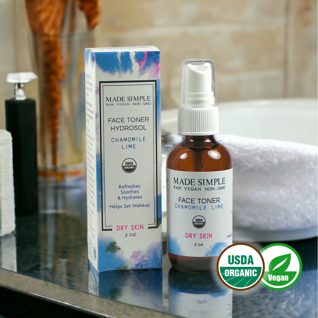 Chamomile Lime Face Toner for Dry Skin - Certified Organic, Vegan & Cruelty-free